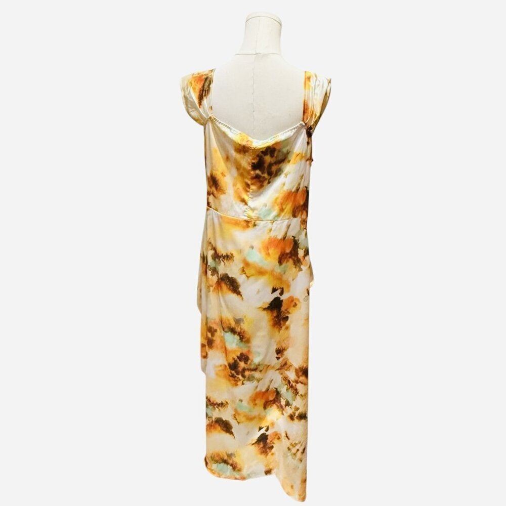 NWT Cider Dress Bustier Satin Ruched Yellow Tie Die Midi Dress Womens Size XL - Picture 6 of 11